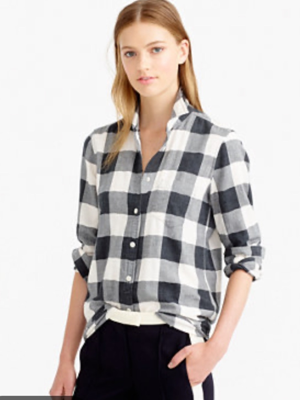 J. Crew Black and White Buffalo Check Button-Down Shirt